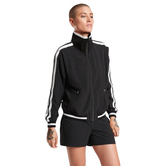 Athleta Jackets & Blazers - Athleta Sprint Track Jacket Featherweight Stretch Black Zip Front High Neck XL